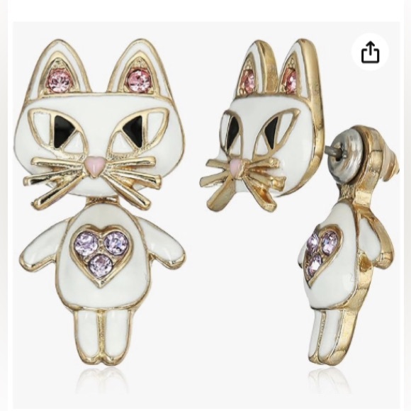 BETSEY JOHNSON CAT FRONT BACK EARRINGS 🐈 - Picture 3 of 6